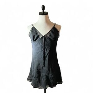 Private Luxuries Black‎ Babydoll Sheer Embroidered Whimsigoth Slip Dress Large